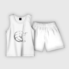 Детская пижама с шортами хлопок с принтом Volleyball Juice в Екатеринбурге,  |  | game | sport | volley | volleyball | волейбол | волейболист | волейболистка | игра | мяч | спорт | спортсмен | тренер