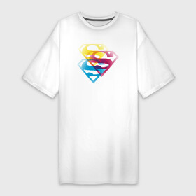 Платье-футболка хлопок с принтом Лого Супермена в Екатеринбурге,  |  | dc | буква | знак | кларк кент | комиксы | логотип | супермен