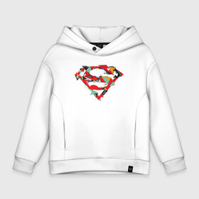Детское худи Oversize хлопок с принтом Logo Superman в Екатеринбурге, френч-терри — 70% хлопок, 30% полиэстер. Мягкий теплый начес внутри —100% хлопок | боковые карманы, эластичные манжеты и нижняя кромка, капюшон на магнитной кнопке | dc | буква | герой | знак | кларк кент | комиксы | логотип | персонаж | супермен