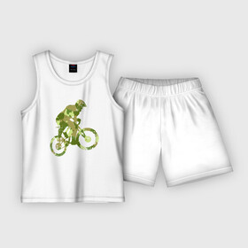 Детская пижама с шортами хлопок с принтом BMX Camouflage Retro в Екатеринбурге,  |  | bicycle | bike | bmx | bmx camouflage retro | camouflage | cycle | аквапед | байк | велосипед | велосипедист | велоспорт | зеленый | камок | камуфляж | камуфляжный | маскировка | милитари | раскраска | расцветка | ровер | спорт