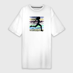 Платье-футболка хлопок с принтом Бегущая Девочка в Екатеринбурге,  |  | бег | беги | горы | девочка | девушка | женщина | здоровье | йога | лес | ориентирование | спорт | фитнес | хайкинг | ходьба
