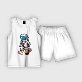 Детская пижама с шортами хлопок с принтом Космонавт играет планетой в Екатеринбурге,  |  | астрология | баскетбол | космонавт | космос | нба | планета