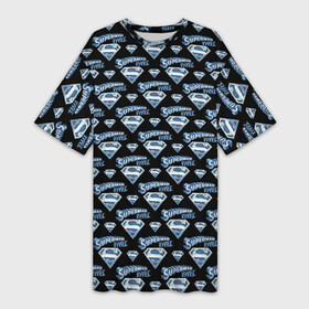 Платье-футболка 3D с принтом Логотип Супермена в Екатеринбурге,  |  | dc | алмаз | буква | герой | кларк кент | комиксы | логотип | паттерн | супермен | узон