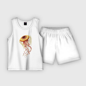 Детская пижама с шортами хлопок с принтом Морская медуза в Екатеринбурге,  |  | медуза | море | морские жители | морские мотивы