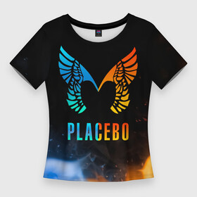 Женская футболка 3D Slim с принтом Placebo, Logo в Екатеринбурге,  |  | brain molko | placebo | red hot chili peppers | rock | rock music | stefan olsdal | steve hewitt | брайан молко | британский рок | пласибо | плацебо | рок | рок группы | стив хьюитт