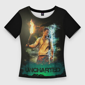 Женская футболка 3D Slim с принтом Uncharted Tom Holland в Екатеринбурге,  |  | antonio banderas | mark wahlberg | tom holland | uncharted | анчартед | карты | компас | на картах не значится | том холланд | унчартед