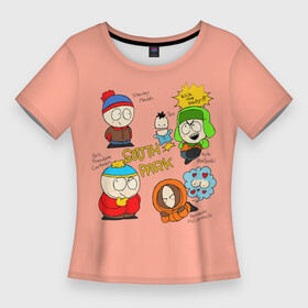 Женская футболка 3D Slim с принтом Южный парк персонажи South Park в Екатеринбурге,  |  | eric | kenny | kyle | south park | stanley | кайл | кенни | мультфильм | саус парк | сауспарк | сериал | стэн | эрик | южный парк