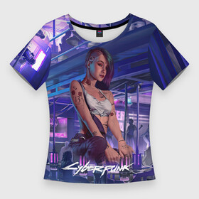 Женская футболка 3D Slim с принтом Jydy Джуди Cyberpunk2077 в Екатеринбурге,  |  | Тематика изображения на принте: 2077 | cyberpunk | cyberpunk 2077 | judy | night city | vi | ви | джуди | жуди | кибер | киберпанк | найтсити | панк