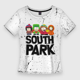 Женская футболка 3D Slim с принтом Южный парк мультфильм  персонажи South Park в Екатеринбурге,  |  | eric | kenny | kyle | south park | stanley | кайл | кенни | мультфильм | саус парк | сауспарк | сериал | стэн | эрик | южный парк