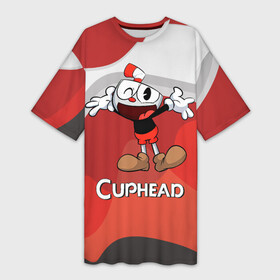Платье-футболка 3D с принтом Cuphead веселая красная чашечка в Екатеринбурге,  |  | cuphead | cupheadshow | игра чашки | капхед | капхэд | нетфликс | чашечки | чашка | чашки | шоу | шоу чашечка