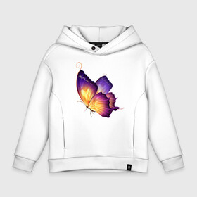 Детское худи Oversize хлопок с принтом Красивая бабочка (A very beautiful butterfly) в Екатеринбурге, френч-терри — 70% хлопок, 30% полиэстер. Мягкий теплый начес внутри —100% хлопок | боковые карманы, эластичные манжеты и нижняя кромка, капюшон на магнитной кнопке | beautiful | butterfly | very | бабочка | красивая | очень