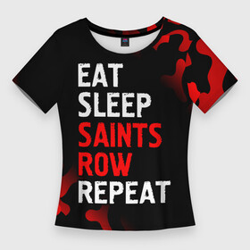 Женская футболка 3D Slim с принтом Eat Sleep Saints Row Repeat  Камуфляж в Екатеринбурге,  |  | eat sleep saints row repeat | logo | row | saints | игра | игры | камуфляж | лого | логотип | милитари | роу | символ | сэйнтс