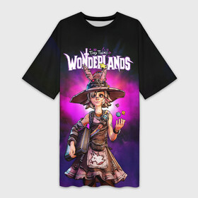 Платье-футболка 3D с принтом Tiny Tinas Wonderlands. Tina в Екатеринбурге,  |  | action | borderlands | rpg | shooter | tina | tiny | tiny tina’s wonderlands | wonderlands | крошка | пограничье | тина | шутер | экшн