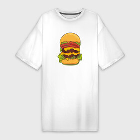 Платье-футболка хлопок с принтом Самый вкусный гамбургер в Екатеринбурге,  |  | hamburger | бургер | бутерброд | гамбургер | еда | мак | сендвич