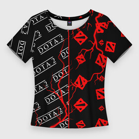 Женская футболка 3D Slim с принтом DOTA 2 + Молнии (Паттерны) в Екатеринбурге,  |  | dota | dota 2 | dota2 | logo | moba | rpg | symbol | valve | дота | дота 2 | дота2 | игра | игры | лого | логотип | логотипы | моба | молния | паттерн | паттерны | рпг | символ