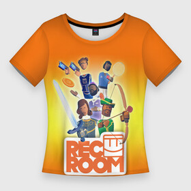 Женская футболка 3D Slim с принтом VR игра REC ROOM в Екатеринбурге,  |  | game | rec room | vr | vr game | виар | виртуальная реальность | игры виар | рек рум | рекрум