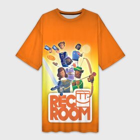 Платье-футболка 3D с принтом VR игра REC ROOM в Екатеринбурге,  |  | game | rec room | vr | vr game | виар | виртуальная реальность | игры виар | рек рум | рекрум
