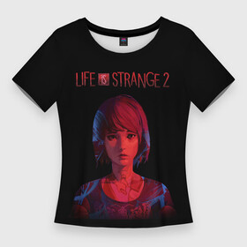 Женская футболка 3D Slim с принтом Портрет Макс в Екатеринбурге,  |  | life is strange | девушка | игра | макс | надпись | персонаж