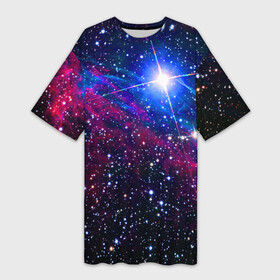 Платье-футболка 3D с принтом Открытый космос  Star  Neon в Екатеринбурге,  |  | cosmos | neon | space | star | звезда | космос | неон | пространство