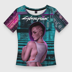 Женская футболка 3D Slim с принтом Cyberpunk2077 18+ Vi в Екатеринбурге,  |  | 2077 | cyberpunk | cyberpunk 2077 | judy | night city | vi | ви | джуди | жуди | кибер | киберпанк | найтсити | панк