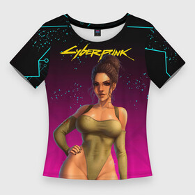 Женская футболка 3D Slim с принтом sexy сyberpunk Panam 18+ в Екатеринбурге,  |  | 2077 | cyberpunk | cyberpunk 2077 | judy | night city | vi | ви | джуди | жуди | кибер | киберпанк | найтсити | панк