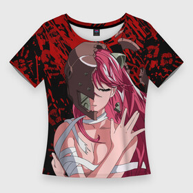 Женская футболка 3D Slim с принтом Elfen Lied 3D в Екатеринбурге,  |  | blood | elfen lied | lucy | nude | векторы | диклониус | кровь | люси | рога | ушки | шлем | эльфийская песнь