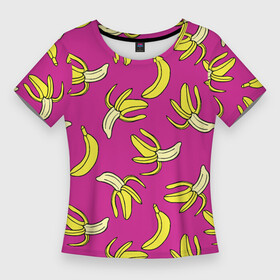 Женская футболка 3D Slim с принтом Banana pattern  Summer  Color в Екатеринбурге,  |  | banana | color | pattern | summer | банан | лето | узор | цвет