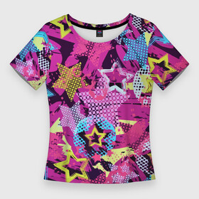 Женская футболка 3D Slim с принтом Star Colorful Pattern  Fashion  Neon в Екатеринбурге,  |  | color | fashion | neon | star | звезда | мода | неон | цвет