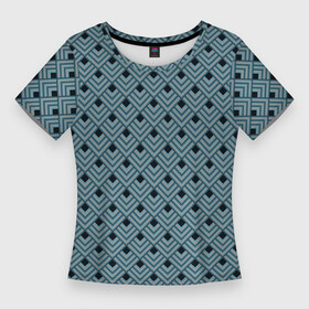 Женская футболка 3D Slim с принтом Абстракция из разноцветных квадратов в Екатеринбурге,  |  | abstraction | shapes | squares | triangles | абстракция | квадраты | линии | серый | синий | треугольники | фигуры | черный