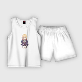 Детская пижама с шортами хлопок с принтом Violet art в Екатеринбурге,  |  | anime | violet evergarden | автозапоминающая кукла | аниме | анимэ | вайлет | вайолет эвергарден