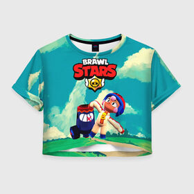 Женская футболка Crop-top 3D с принтом brawlstars Выстрел Бонни Bonny в Екатеринбурге, 100% полиэстер | круглая горловина, длина футболки до линии талии, рукава с отворотами | boni | bonnie | brawl | brawl stars | brawlstars | brawl_stars | бони | бонни | бравлстарс