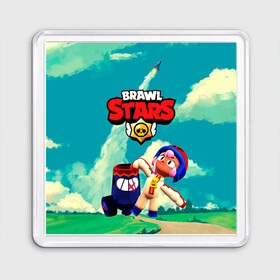 Магнит 55*55 с принтом brawlstars Выстрел Бонни Bonny в Екатеринбурге, Пластик | Размер: 65*65 мм; Размер печати: 55*55 мм | Тематика изображения на принте: boni | bonnie | brawl | brawl stars | brawlstars | brawl_stars | бони | бонни | бравлстарс