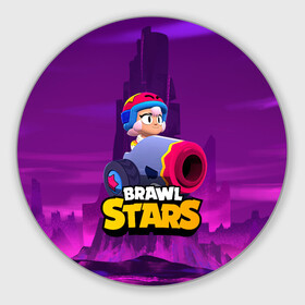 Круглый коврик для мышки с принтом BrawlStars Бонни с пушкой Bonny в Екатеринбурге, резина и полиэстер | круглая форма, изображение наносится на всю лицевую часть | boni | bonnie | brawl | brawl stars | brawlstars | brawl_stars | бони | бонни | бравлстарс