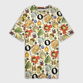 Платье-футболка 3D с принтом Studio Ghibli Hero в Екатеринбурге,  |  | calcifer | ghibli | kaonasi | kiki | nausicaa | porko roso | susu watari | totoro | кальцифер | кики | котобус | мононоке | навсикая | порко росо | сусу ватари | тоторо | хаку