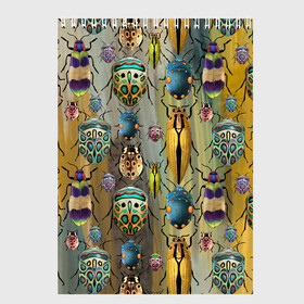 Скетчбук с принтом Яркие жуки в Екатеринбурге, 100% бумага
 | 48 листов, плотность листов — 100 г/м2, плотность картонной обложки — 250 г/м2. Листы скреплены сверху удобной пружинной спиралью | божья коровка | жуки | насекомые | природа | яркие жуки