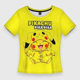 Женская футболка 3D Slim с принтом Пикачу Пика Пика в костюме в Екатеринбурге,  |  | pika | pikachu | аниме | игры | пика | пикачу | покемон | покемоны