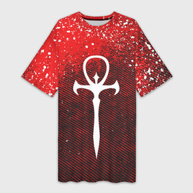 Платье-футболка 3D с принтом The Masquerade Bloodhunt  Emblem в Екатеринбурге,  |  | battle royale | blood hunt | bloodhunt | emblem | logo | the masquerade | vampire | блудхант | вампир | вампиры | лого | логотип | эмблема