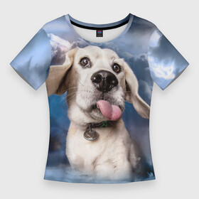 Женская футболка 3D Slim с принтом Бигль  веселый собакен в Екатеринбурге,  |  | handeyework | арт | веселые | волк | животные | нос | нюх | прикольные | смех | смешные | собаки | собка | улыбка | хаски