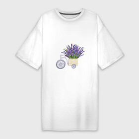 Платье-футболка хлопок с принтом Велосипед с лавандой в Екатеринбурге,  |  | bicycle | lavender | велосипед | лванда | прованс | сиреневый | фиолетовый | цветы
