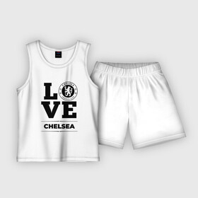 Детская пижама с шортами хлопок с принтом Chelsea Love Классика в Екатеринбурге,  |  | chelsea | club | football | logo | love | клуб | лого | мяч | символ | спорт | футбол | футболист | футболисты | футбольный | челси