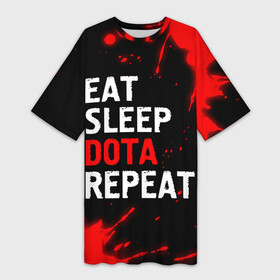 Платье-футболка 3D с принтом Eat Sleep Dota Repeat  Брызги в Екатеринбурге,  |  | dota | eat sleep dota repeat | logo | paint | брызги | дота | игра | игры | краска | лого | логотип | символ