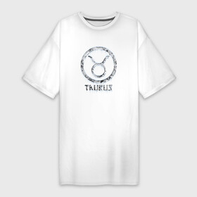 Платье-футболка хлопок с принтом Телец ледяной в Екатеринбурге,  |  | aquarius | horoscope | taurus | астрология | зведы | знак зодиака | символ | телец