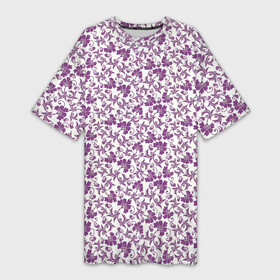 Платье-футболка 3D с принтом Фиолетовая гжель в Екатеринбурге,  |  | арт | вектор | гжель | рисунок | синий | фиолетовая гжель | фиолетовый рисунок | хохлома | цветок | цветы