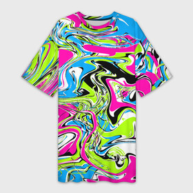 Платье-футболка 3D с принтом Абстрактные мраморные разводы в ярких цветах. Поп арт в Екатеринбурге,  |  | 90ые | абстрактный | белый | волны | зеленый | мрамор | неоновые цвета | поп арт | разводы | розовый | стиль 90х | черный | яркие цвета | яркий