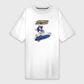 Платье-футболка хлопок с принтом Sonic Free Riders  Hedgehog  Racer в Екатеринбурге,  |  | hedgehog | nintendo | racer | sonic | speed | video game | видеоигра | гонщик | ёж | нинтендо | очки | скорость | соник