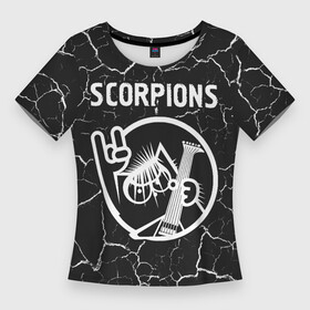 Женская футболка 3D Slim с принтом Scorpions  КОТ  Трещины в Екатеринбурге,  |  | band | metal | rock | scorpions | группа | кот | мрамор | рок | скорпионс | трещины