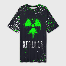 Платье-футболка 3D с принтом stalker  сталкер  брызги в Екатеринбурге,  |  | chernobyl | pripyat | s.t.a.l.k.e.r. 2 | shadow of chernobyl | stalker | stalker 2 | воля | меченый | припять | свобода | свобода воля | сталкер | сталкер 2 | тени чернобыля | чернобыль