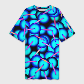 Платье-футболка 3D с принтом ТЕКСТУРА ШАРОВ в Екатеринбурге,  |  | абстракция | геометрический | графика | красочный | круглый | синий | современный | текстура | узор | фон | форма | цветной | шары | яркий