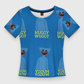 Женская футболка 3D Slim с принтом Huggy Wuggy текстура в Екатеринбурге,  |  | huggy wuggy | poppy playtime | survival horror | игрушка хаги ваги | ужастик | хагиваги