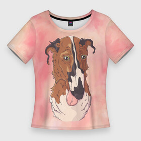 Женская футболка 3D Slim с принтом Уставшая старая собака в Екатеринбурге,  |  | пес | песик | собака | собачка | усталость